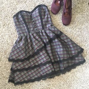 Urban Outfitters Gray and Purple Plaid Strapless Dress